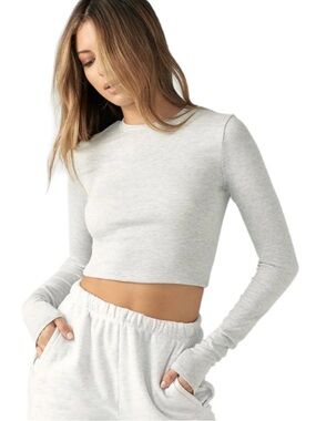 Joah Brown CROPPED CREW LONGSLEEVE - PEARL GREY